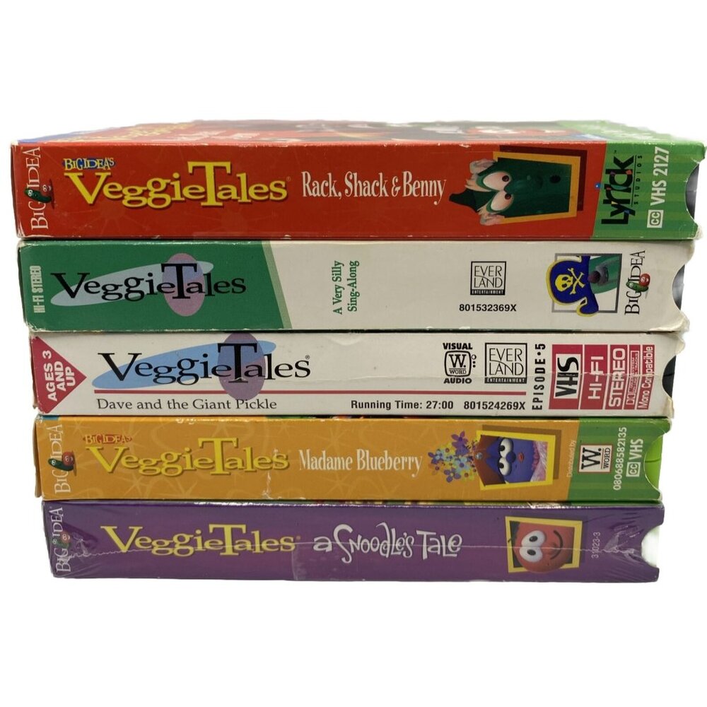 5 VeggieTales VHS Madame Blueberry A Snoodle’s Tale Silly Sing Along Christian